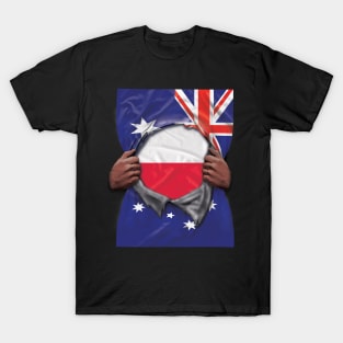 Poland Flag Australian Flag Ripped - Gift for Polish From Poland T-Shirt